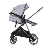 Chipolino Aura faltbar 3-in-1-Kinderwagen mit Windelbeutel aschgrau Schwarz