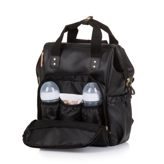 Chipolino Rucksack Wickeltasche mit Versionsmatte Leder schwarz