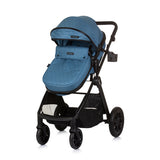 Chipolino Harmony faltbarer 3-in-1 Kinderwagen mit Wickeltasche Jeansblau Schwarz
