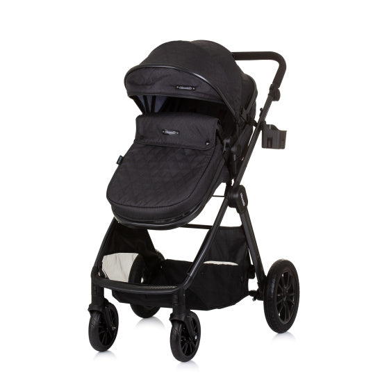 Chipolino Harmony faltbarer 3-in-1 Kinderwagen mit Wickeltasche Granit Anthrazit