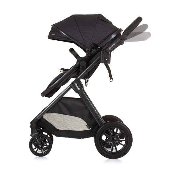 Chipolino Harmony faltbarer 3-in-1 Kinderwagen mit Wickeltasche Granit Anthrazit