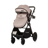 Chipolino Harmony faltbarer 3-in-1-Kinderwagen mit Wickeltasche Macadamia Beige Schwarz