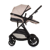 Chipolino Harmony faltbarer 3-in-1-Kinderwagen mit Wickeltasche Macadamia Beige Schwarz