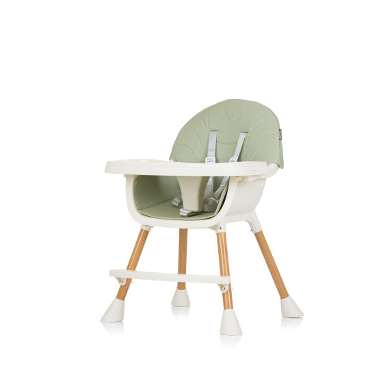 Chipolino Rio 2-in-1 Hochstuhl mit Esstablett, Sitzkissen, Aloe-Grün-Weiß