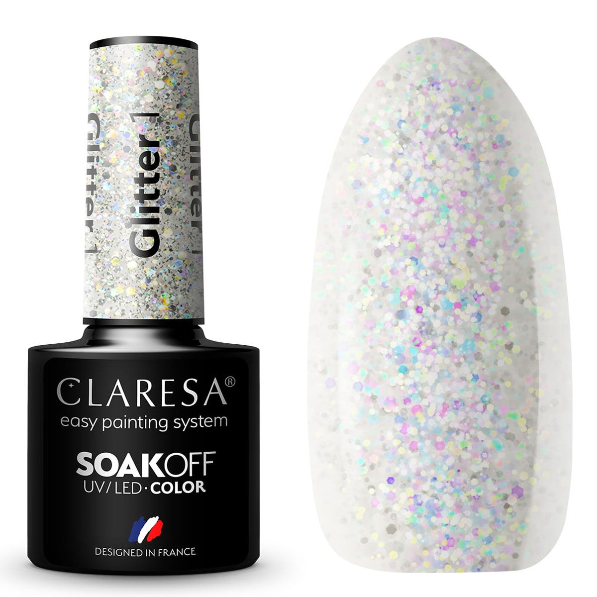 Claresa UV-LED-Gel-Nagellack, 5 ml, Glitzer 1
