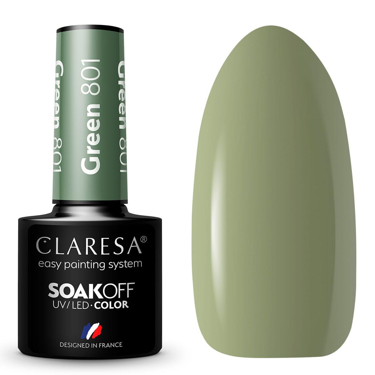Claresa UV-LED-Gel-Nagellack, 5 ml, Grün 801 Quiet Forest