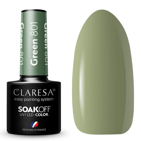 Claresa UV-LED-Gel-Nagellack, 5 ml, Grün 801 Quiet Forest