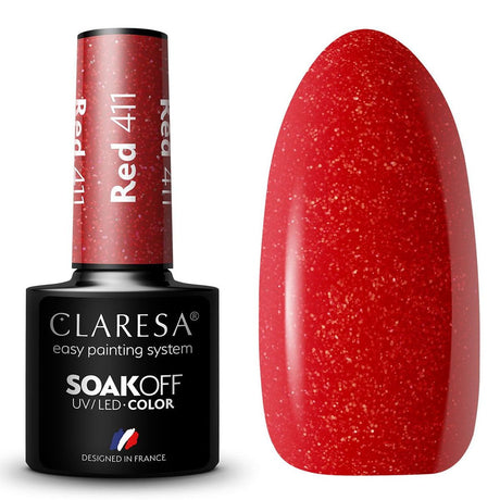 Claresa UV-LED-Gel-Nagellack, 5 ml, Rot 411 Sunny Garden