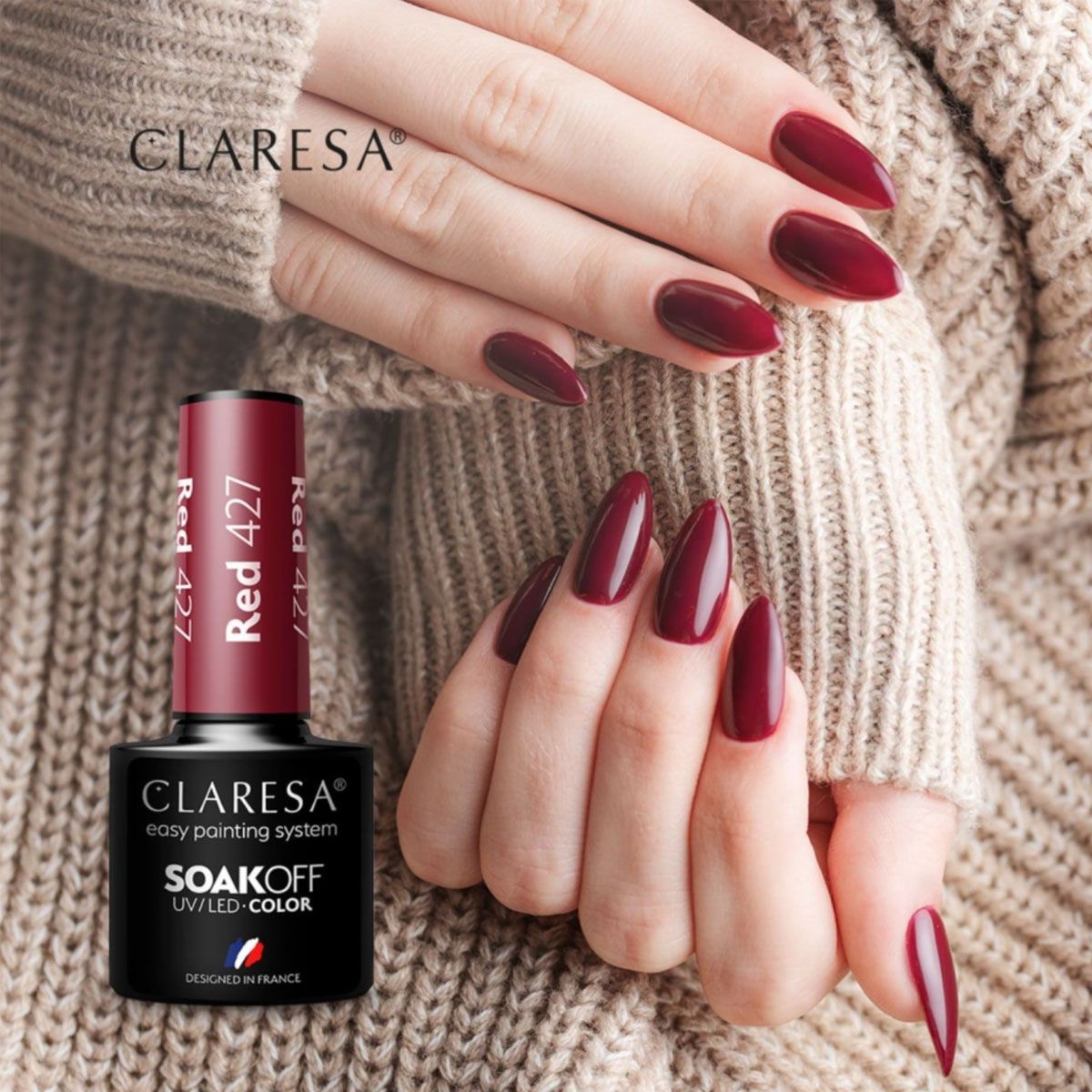 Claresa UV-LED-Gel-Nagellack, 5 ml, Rot, 427 Funfair