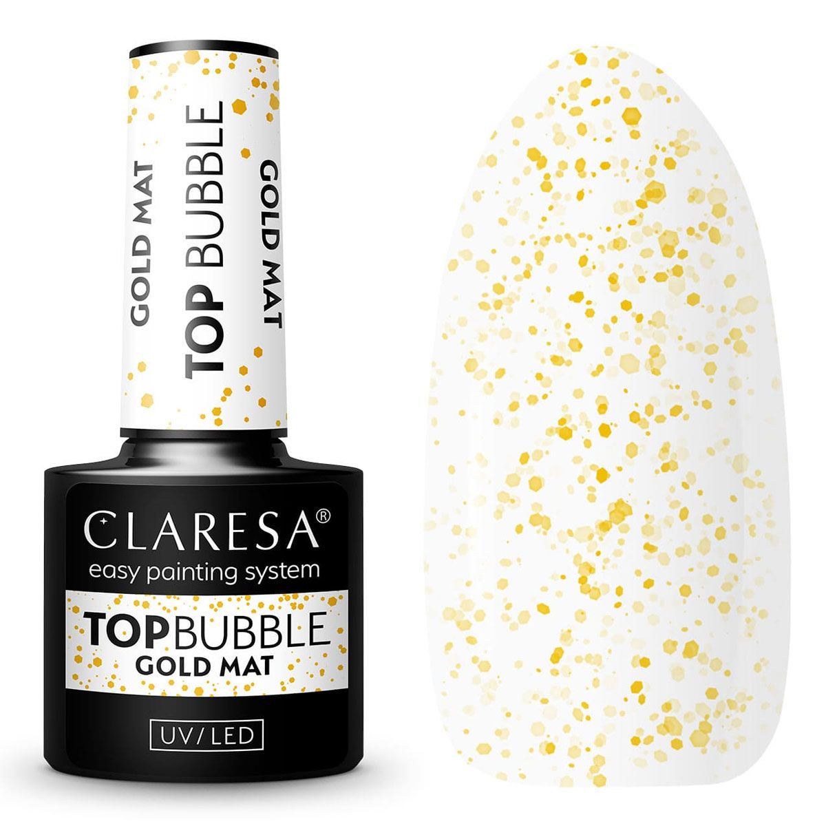 Claresa Top Coat Bubble Gold matt ohne Abwischen, 5 ml