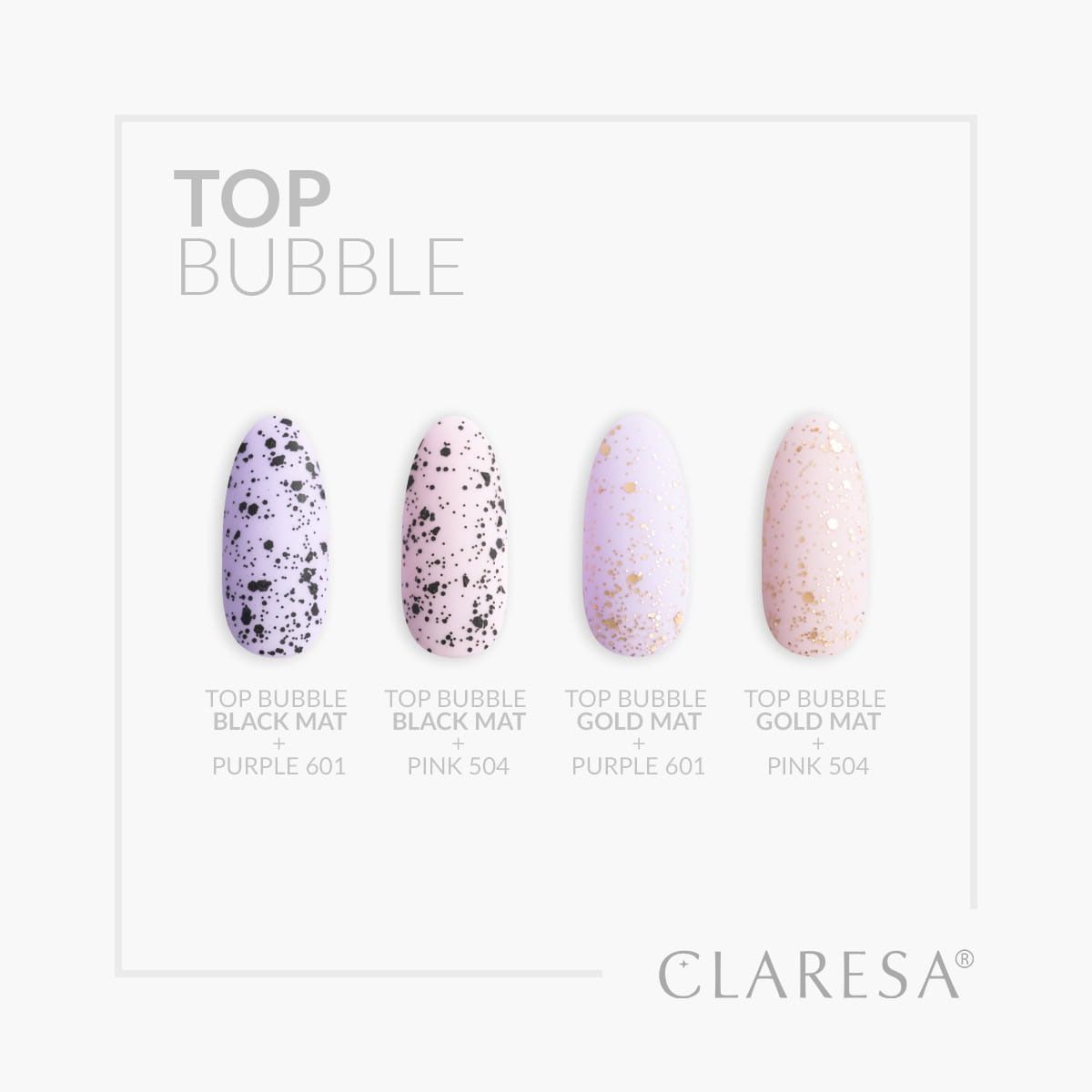 Claresa Top Coat Bubble Black matt ohne Abwischen, 5 ml