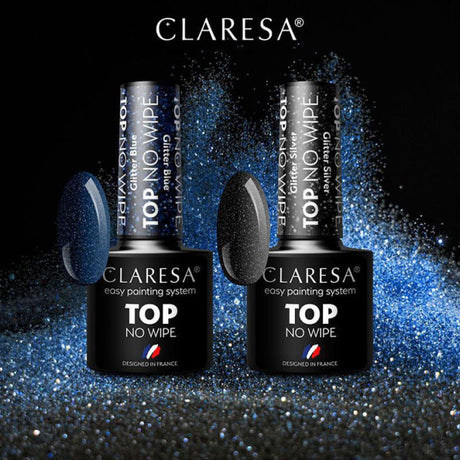 Claresa Überlack ohne Abwischen, Glitzer, Silber, 5 ml