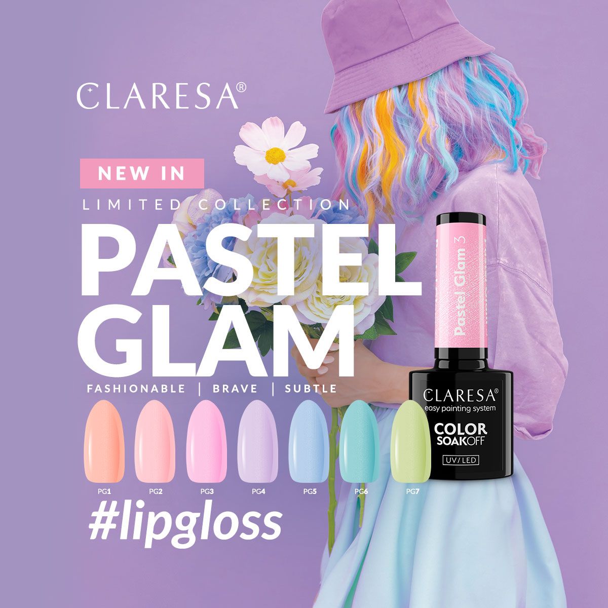 Claresa UV-LED-Gel-Nagellack, 5 ml, Pastell Glam 7