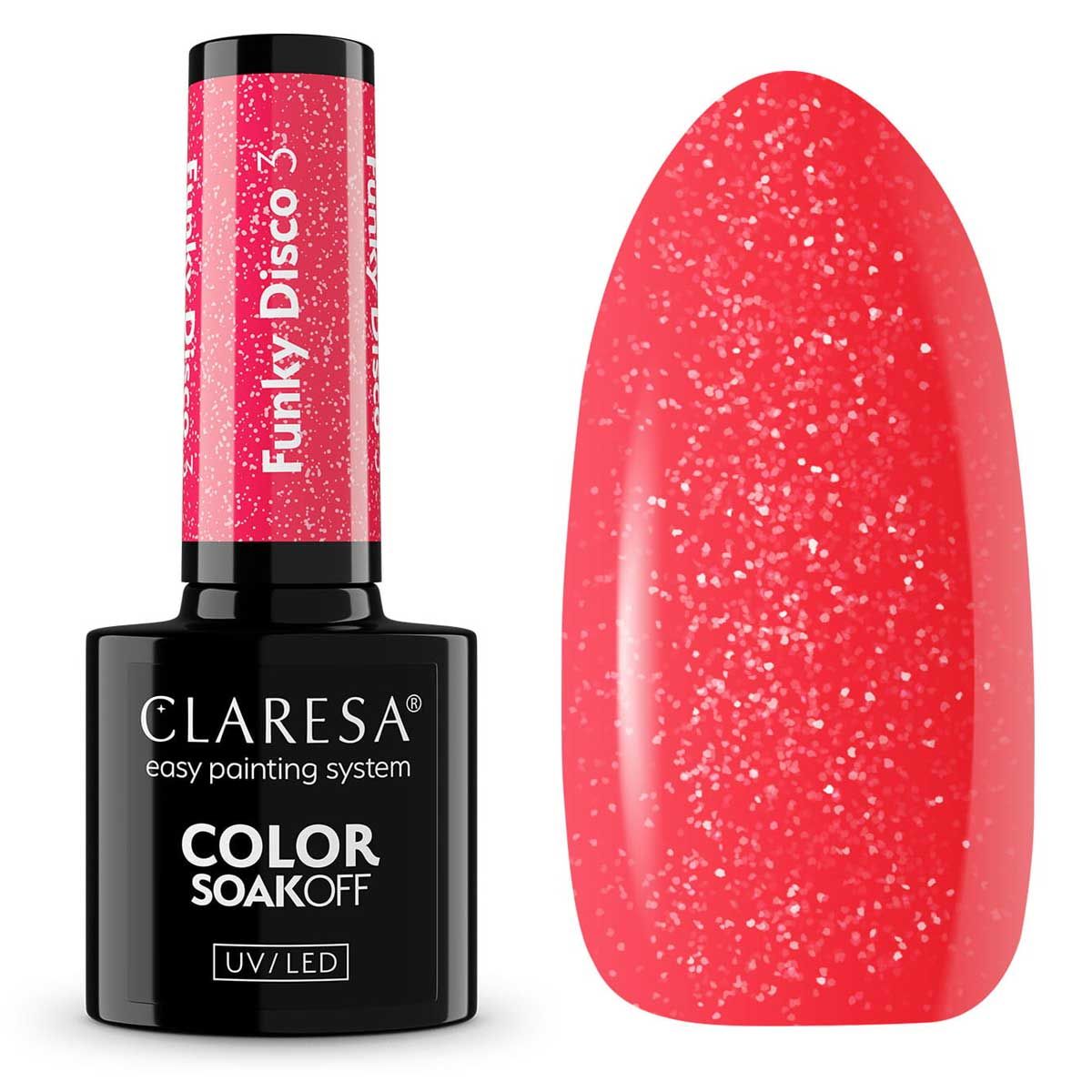 Claresa UV-LED-Gel-Nagellack, 5 ml, Funky Disco 3 Coral Twist