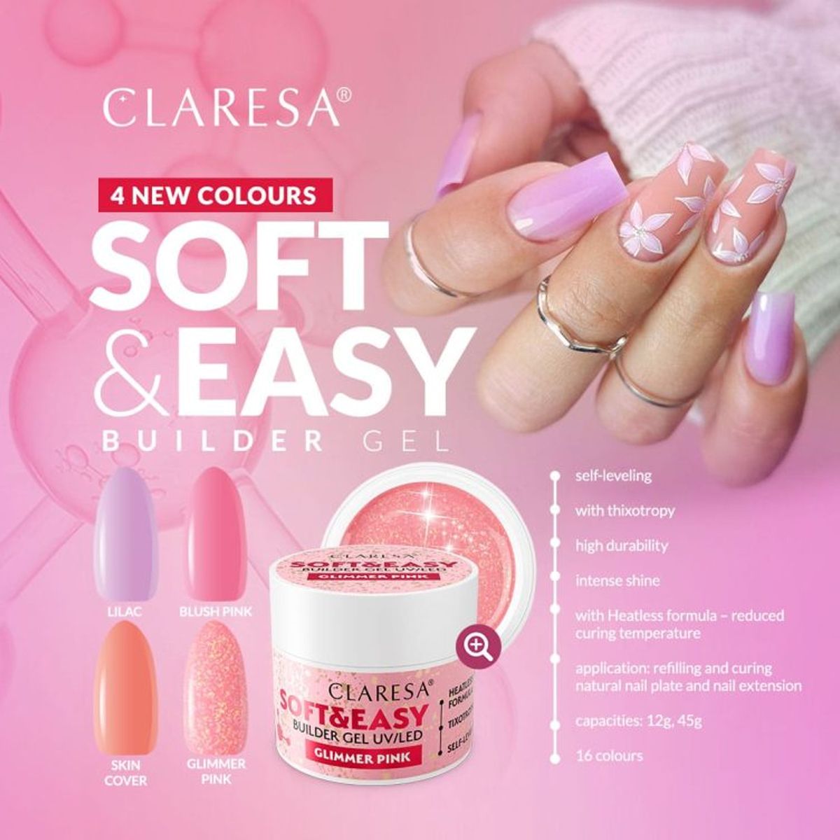 Claresa Keratin Soft Easy Builder Gel Hautabdeckung 12gr.