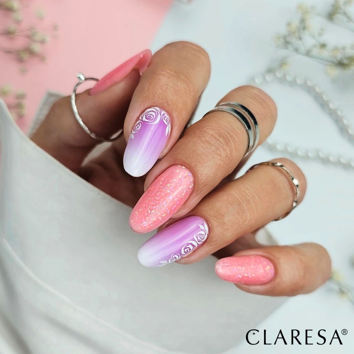 Claresa Pinsel Easy Gel Glitzer Pfirsich 5ml
