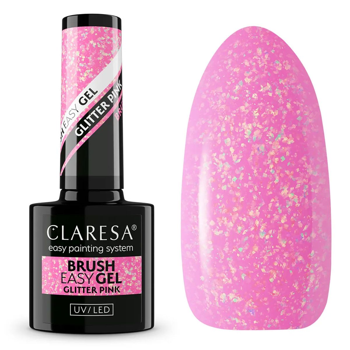 Claresa Pinsel Easy Gel Glitzer rosa 5ml