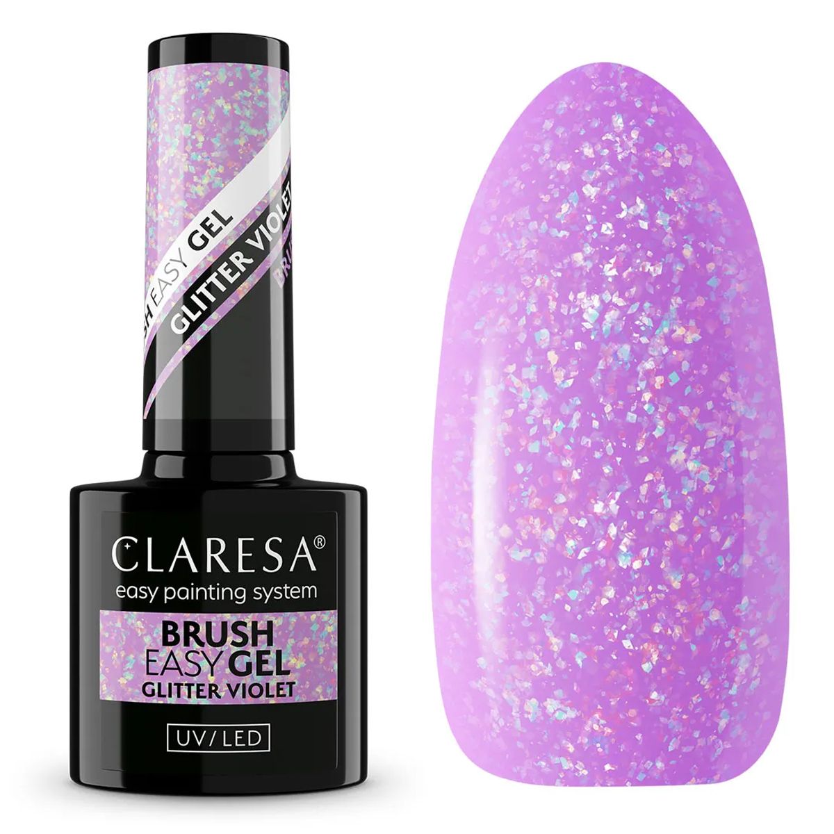Claresa Pinsel Easy Gel Glitzer Violett 5ml