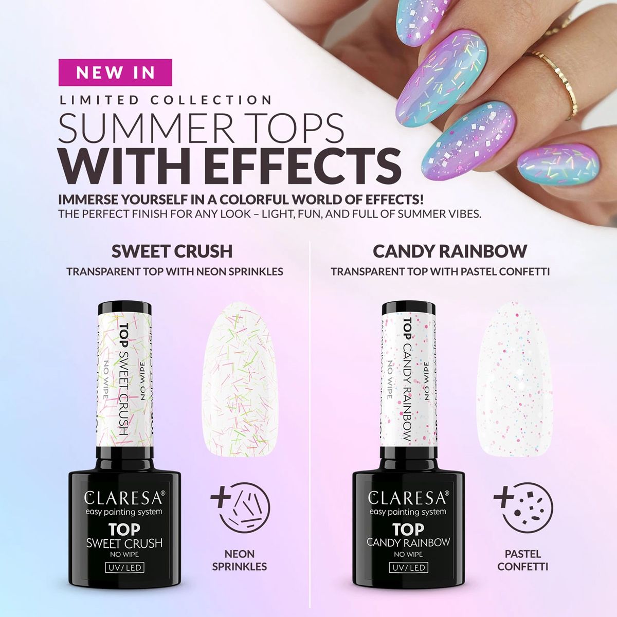 Claresa Top Coat ohne Abwischen, Sweet Crush, 5 ml