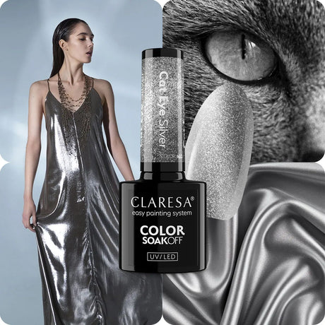 Claresa UV-LED-Gel-Nagellack, 5 ml, Katzenaugen-Silber