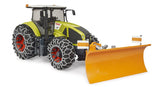 Bruder Traktor Claas Axion 950 mit Schneeketten und Pflugschild