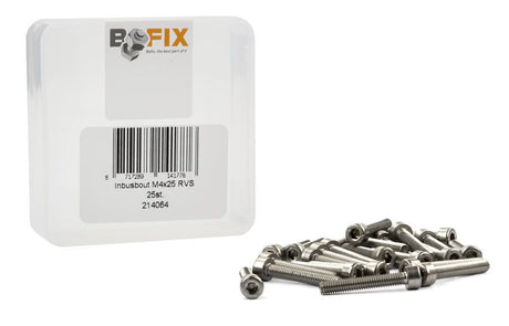 Bofix-Box mit 25 Innensechskantschrauben M4x25 aus Edelstahl
