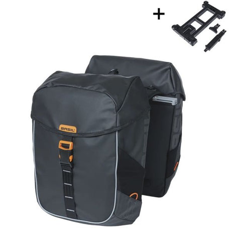 Basil Doppelte Fahrradtasche Miles Plane Mik 34 Liter 13 x 25 x 37 cm – Schwarz Orange