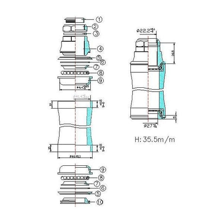 Tecora Headset-Adapter Gazelle nm 22,2 41,4 27 semi gei
