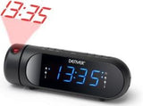 Denver Radiowecker mit Projektions-LED-Doppelalarm schwarz + USB-Anschluss – 8140230