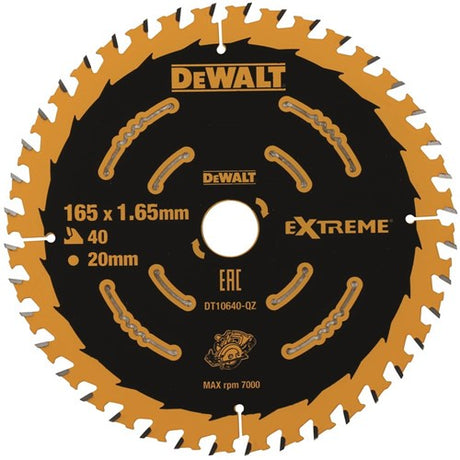 Dewalt Zubehör Kreissägeblatt 165 x 20 x 40 Zähne, Kerbe 1,65 mm – dt10640-qz