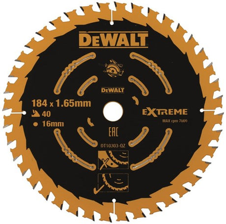 Dewalt Zubehör Kreissägeblatt 184 x 16 x 40 Zähne, Finish, Kerbe 1,65 mm – dt10303-qz