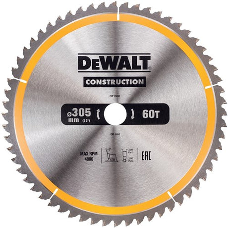 Dewalt Zubehör Kreissägeblatt 305x30x60t, negativ 5°, Kerbe 3mm – dt1960-qz