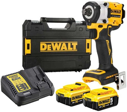 Dewalt dcf921p2t-qw | xr brushless compacte accu slagmoersleutel 18v 1 2 met frictiering in tstak (2x 5.0ah accu + lader) - dcf921p2t-qw