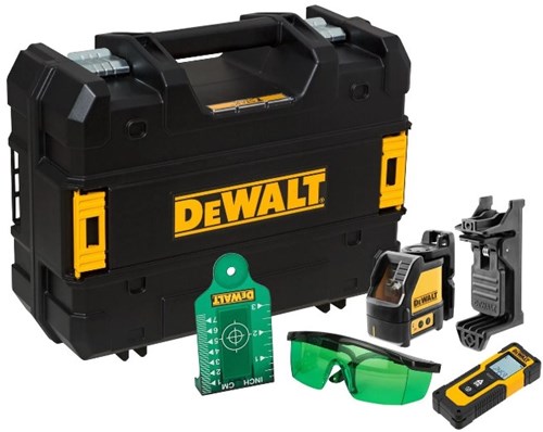 Dewalt dw0887100-1 combiset: dw088cg kruislijnlaser groen + dwht77100 afstandsmeter