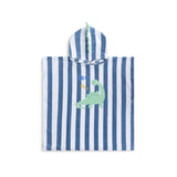 Dino | Blauer Strandponcho aus Baumwolle, 65 x 65 cm