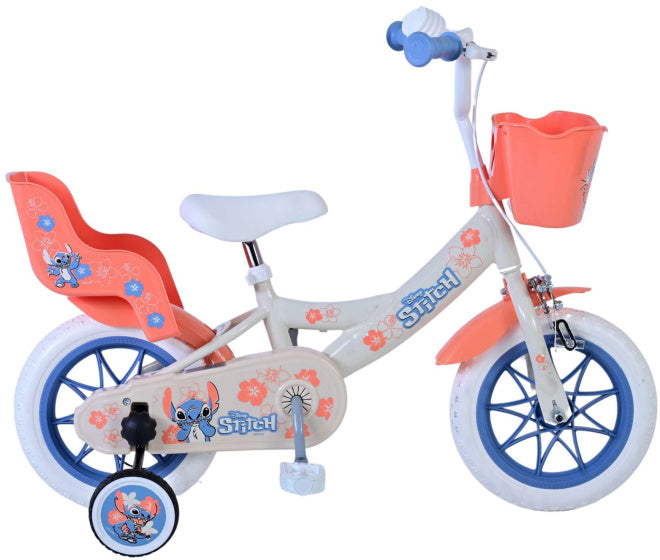 Disney Stitch Children's Bike Girls 12 Zoll Creme Coral Blue