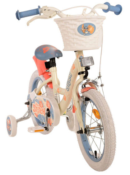 Disney Stitch Children's Bicycle - Mädchen - 14 Zoll - Creme Korallenblau