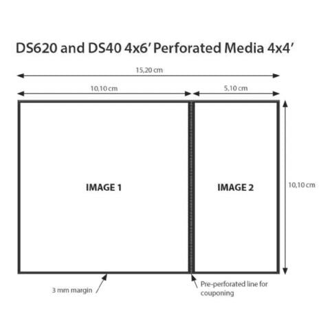 DNP -Papier 2 Roll � 400 St. 10x15 Perforiert bei 10 x 10 cm für DS620