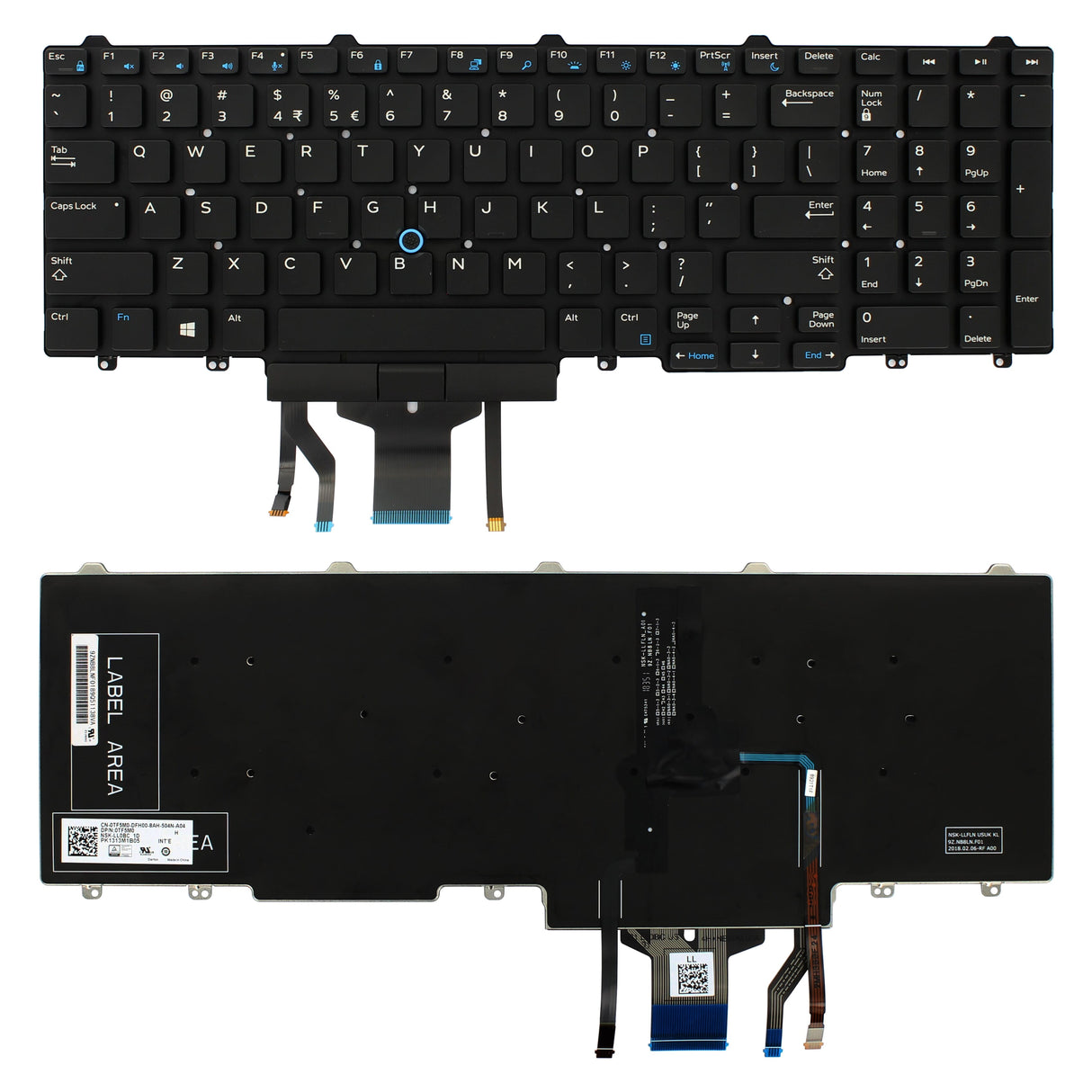 Dell Laptop Keyboard Qwerty US + Backlight