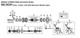 Shimano y32139040 borgmoer rechts 4.5 mm. (168 mm. as) sg-3c41