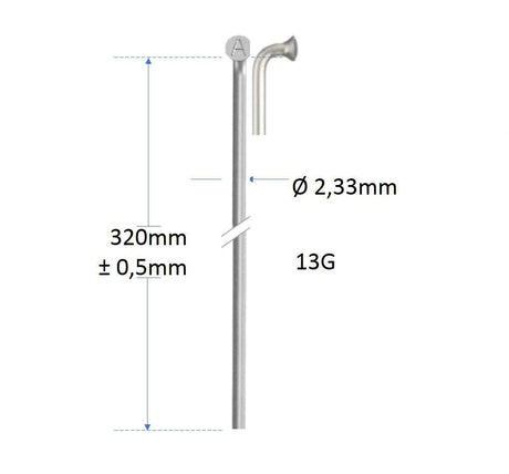 Space Alpina 13g (2,34) Edelstahl ohne Draht | 320 mm | P144