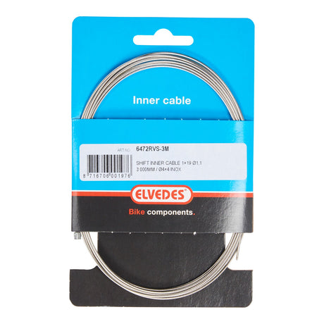 Elvedes Cable Systems BV Link Innenkabel Elvedes 3000 mm Edelstahl ø1,1 mm Shimano SRAM Nippel (auf Karte) – Silber