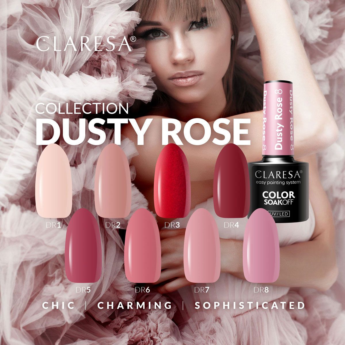 Claresa UV-LED-Gel-Nagellack, 5 ml, Dusty Rose 1