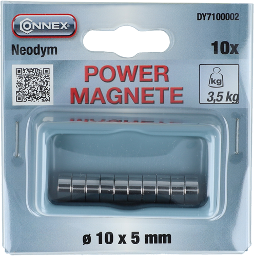 Connex Magnet neodym rund 10x5 10st 3.5kg - dy7100002