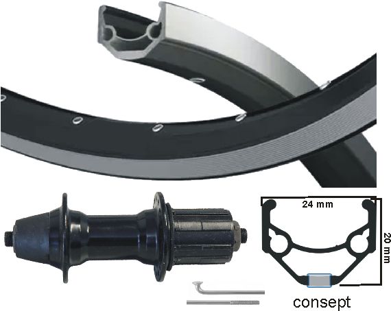 KGS Hinterrad 28 Zoll (622) Concept Black Silver Cass. 8 9-Gang-Ausfall