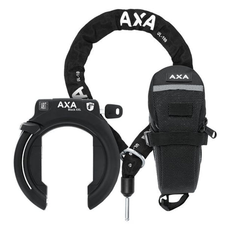 AXA XXL Schwarzer Ringschloss + Satteltasche + ULC100 Halskette