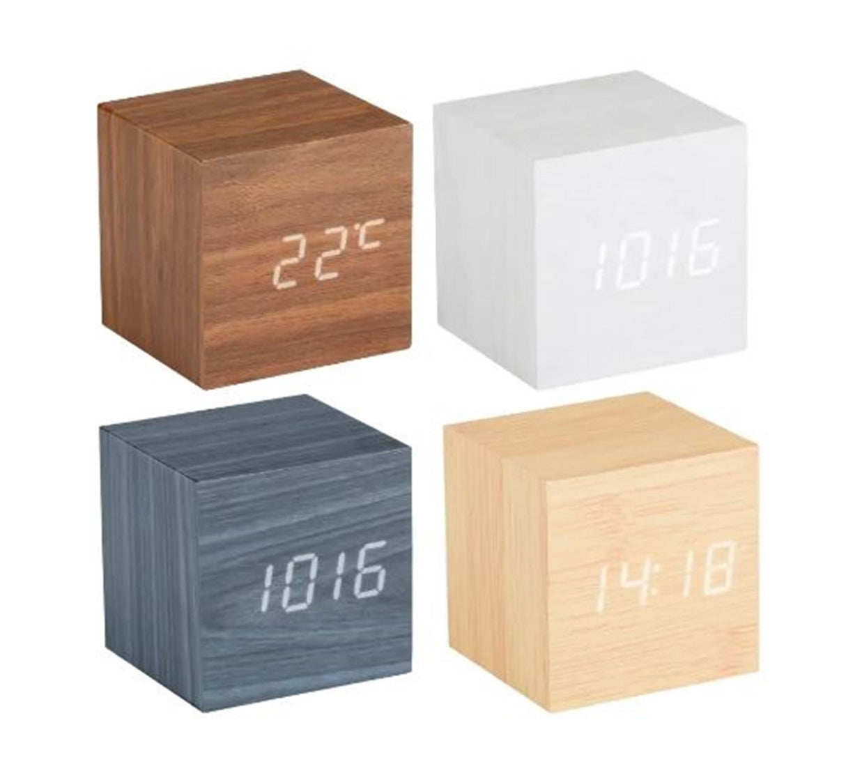Grundig Digitalwecker mit Holzmaserung 6,3x6,3x6,3cm