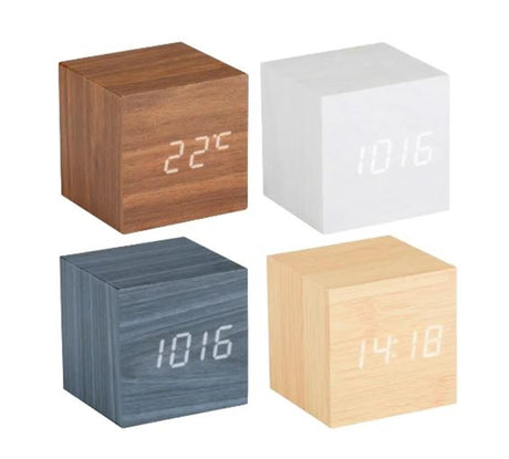 Grundig Digitalwecker mit Holzmaserung 6,3x6,3x6,3cm