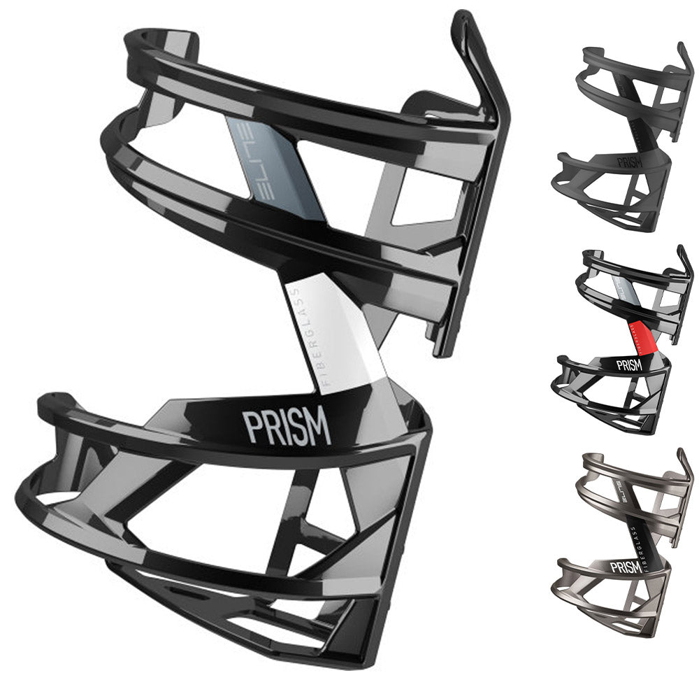 Elite prism left bottle cage | black red glossy