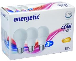 Energetische LED-Glühlampen E27 40W 3 Stück